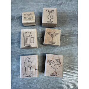 Stampin Up Mounted Rubber Stamp Cheers to You Party Cocktails